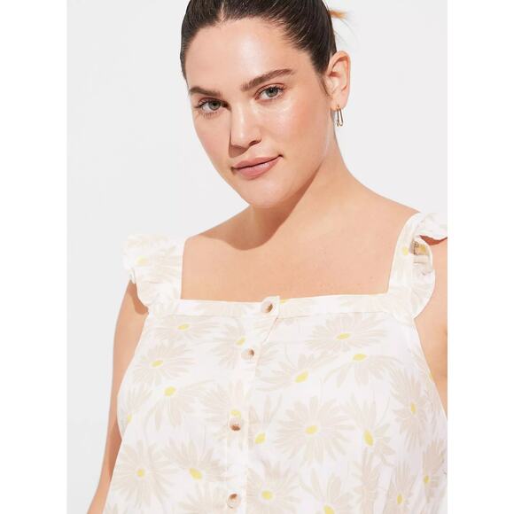 Torrid Double Gauze Ruffle Button Front Tank Top • Size 3X - Picture 3 of 13